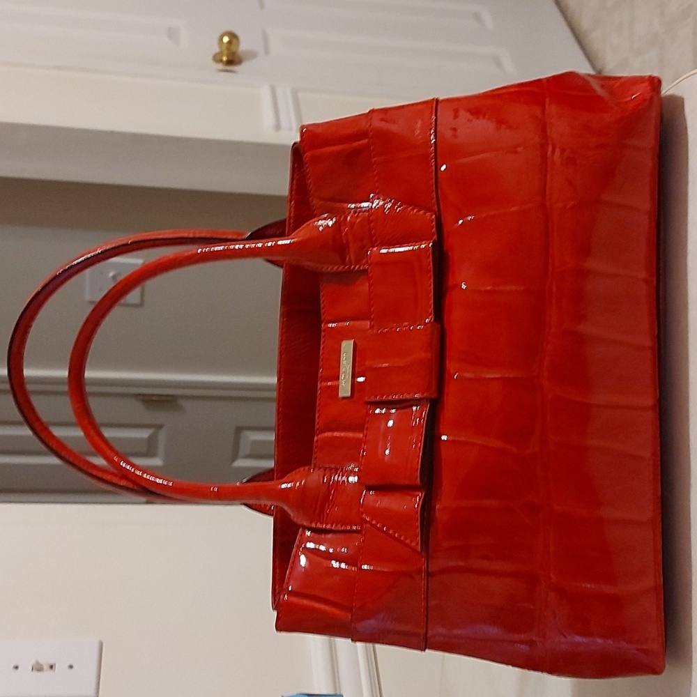 Kate Spade Red Crocodile Embossed Patent Leather Knightsbridge Elena Bag